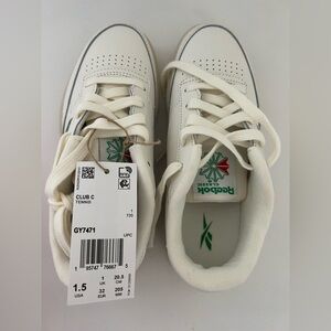 Reebok White Classic Sneakers Leather Low-Top Kids 1.5